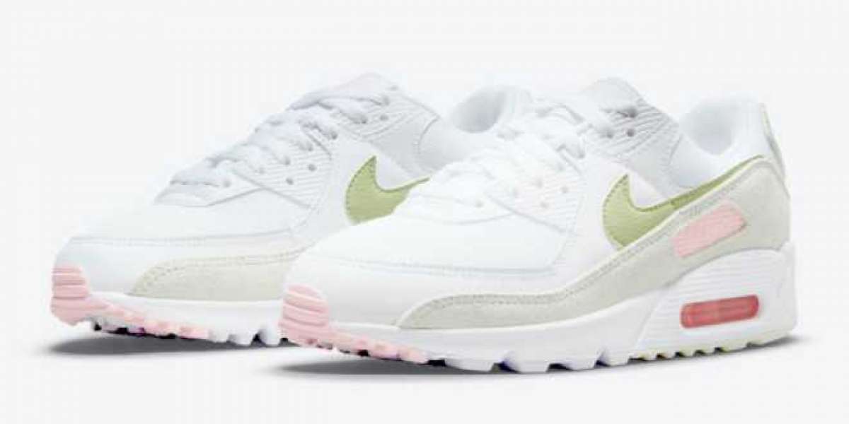 Nike Wmns Air Max 90 White/Light Olive-Light Pink For Sale DM2874-100