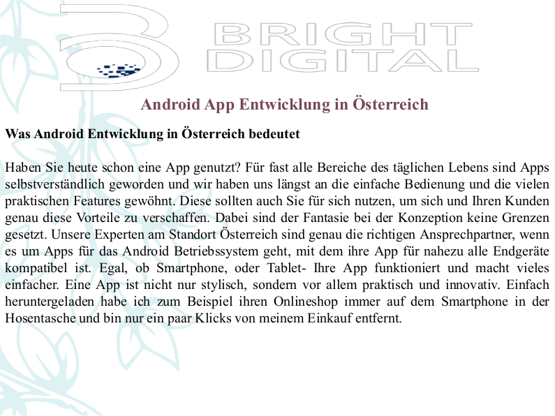 Android App Entwicklung in Österreich