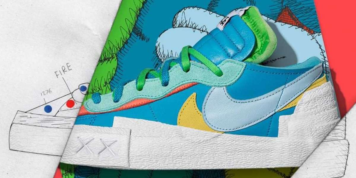 DM7901-400 sacai x KAWS x Nike Blazer Low "Neptune Blue" will be released this week on Black Friday