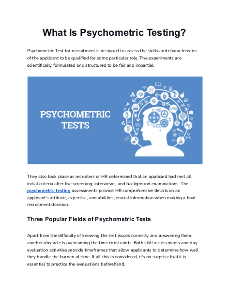 What is a Psychometric Test in Recruitment? | edocr