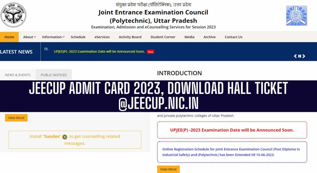 JEECUP Admit Card 2023, Download Polytechnic Hall Ticket, Exam Date - JEECUP