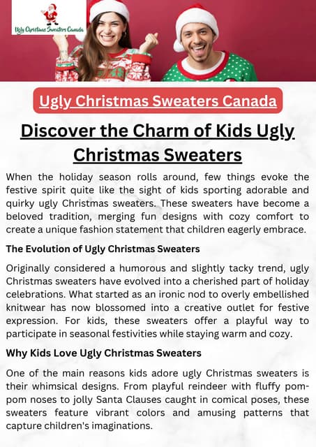 Discover the Charm of Kids Ugly Christmas Sweaters | PDF