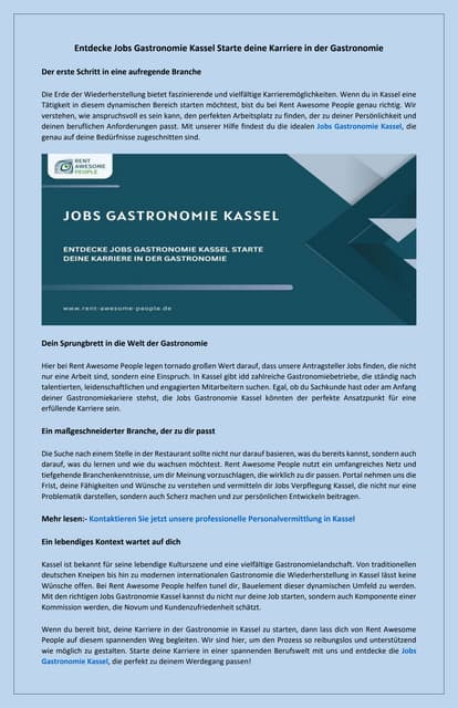 Entdecke Jobs Gastronomie Kassel Starte deine Karriere in der Gastronomie.pdf | Free Download